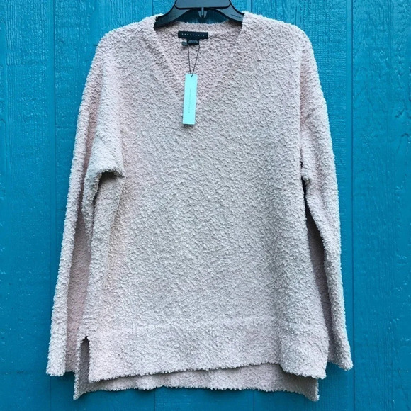 NWT Sanctuary Cream V-Neck Teddy Soft Pullover Sweater Plus Size 3X Pink Nubby - Picture 2 of 4